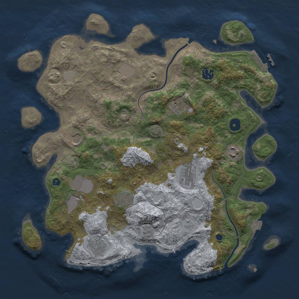 Rust Map: Procedural Map, Size: 3750, Seed: 1585785308, 15 Monuments