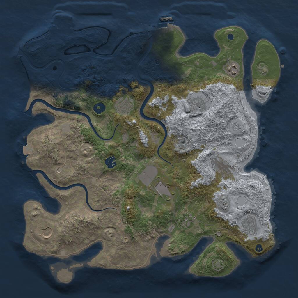 Rust Map: Procedural Map, Size: 3900, Seed: 1393783525, 15 Monuments