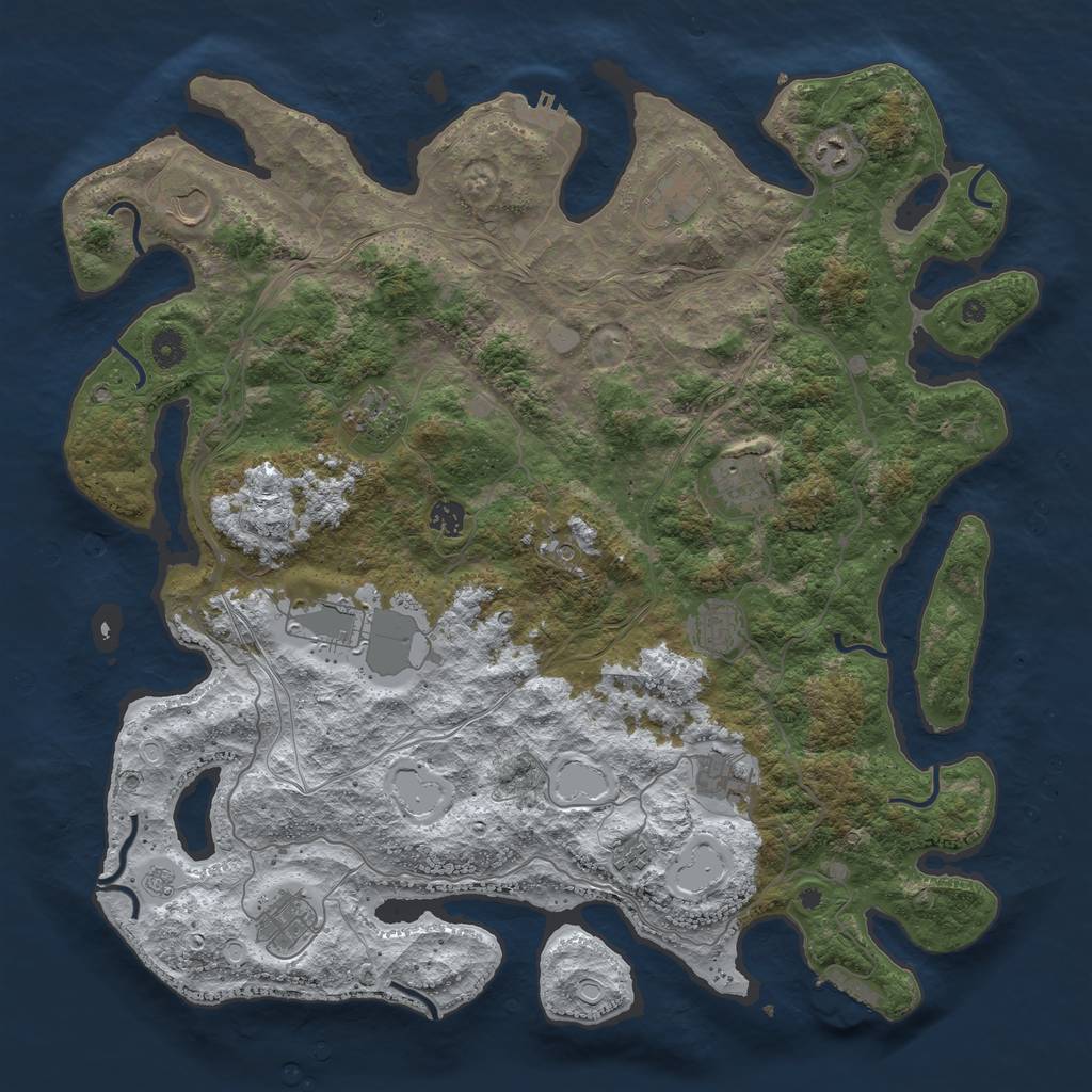 Rust Map: Procedural Map, Size: 4500, Seed: 1275556236, 20 Monuments