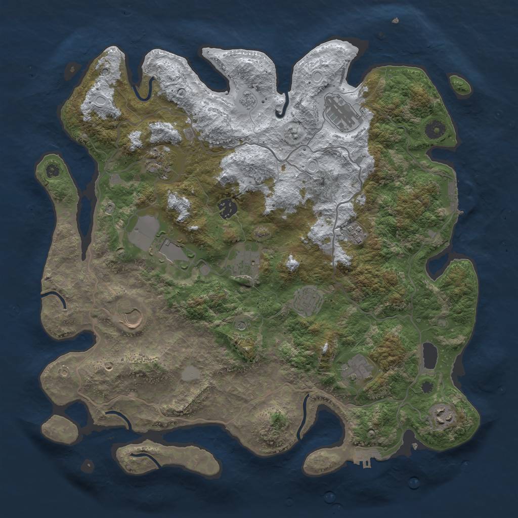 Rust Map: Procedural Map, Size: 4000, Seed: 1930451700, 19 Monuments