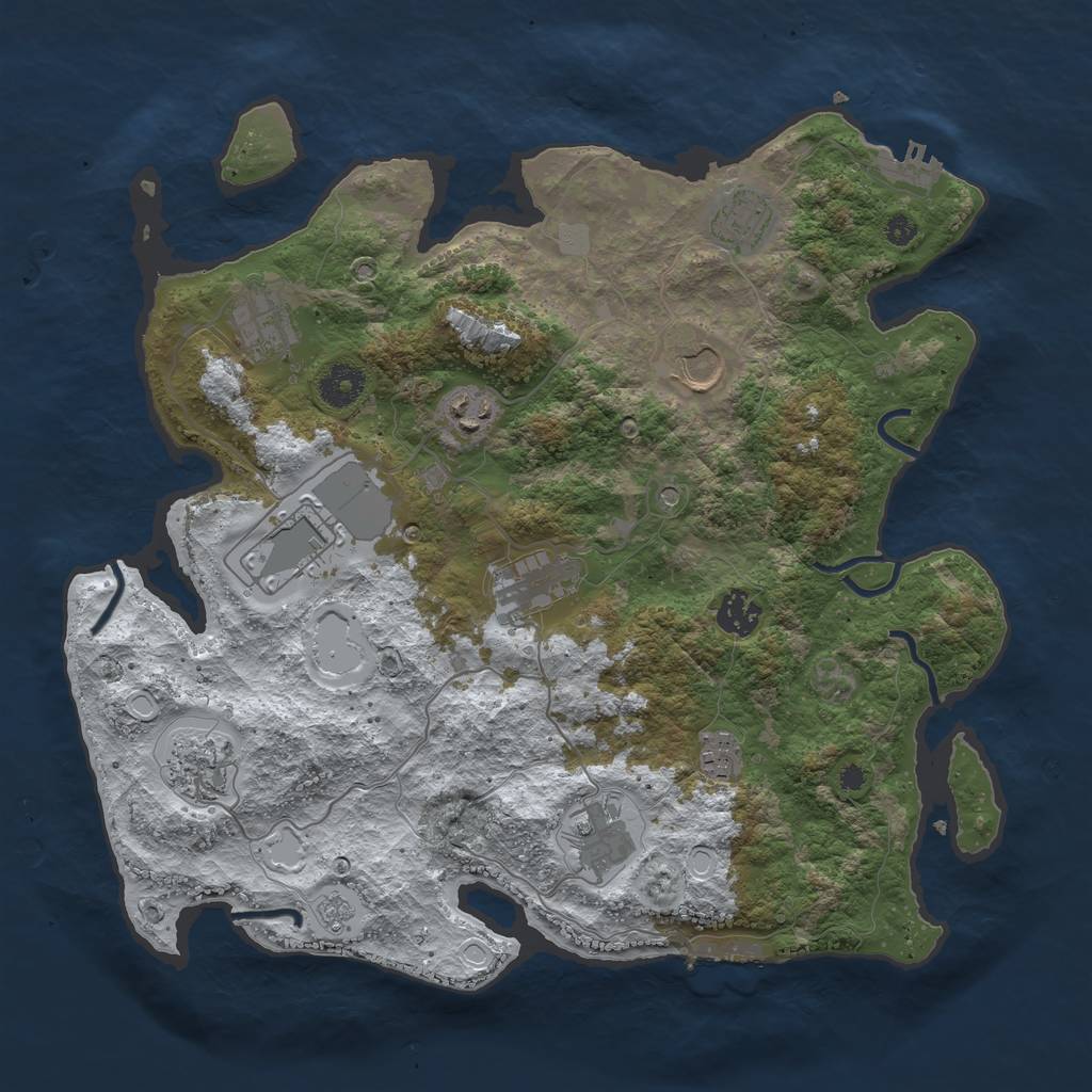 Rust Map: Procedural Map, Size: 3700, Seed: 1794899040, 19 Monuments