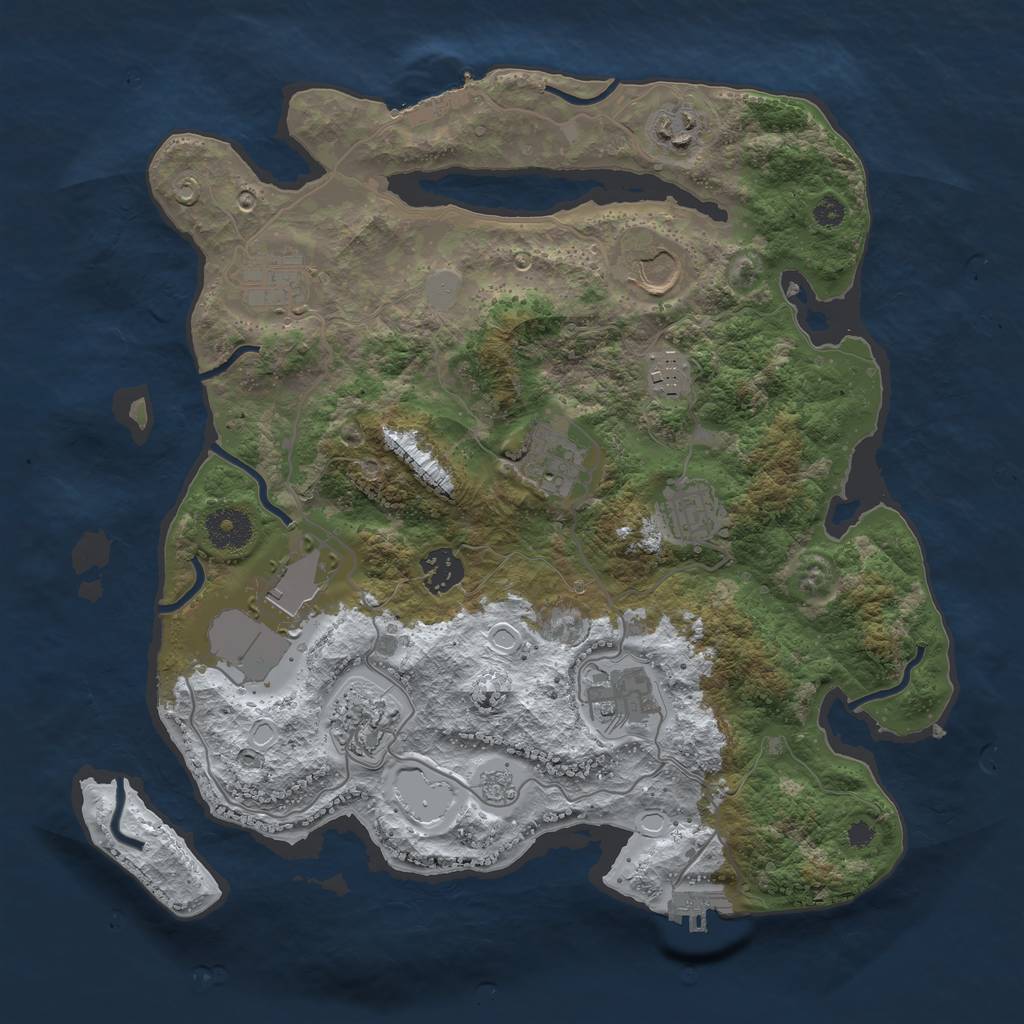 Rust Map: Procedural Map, Size: 3500, Seed: 35044095, 18 Monuments