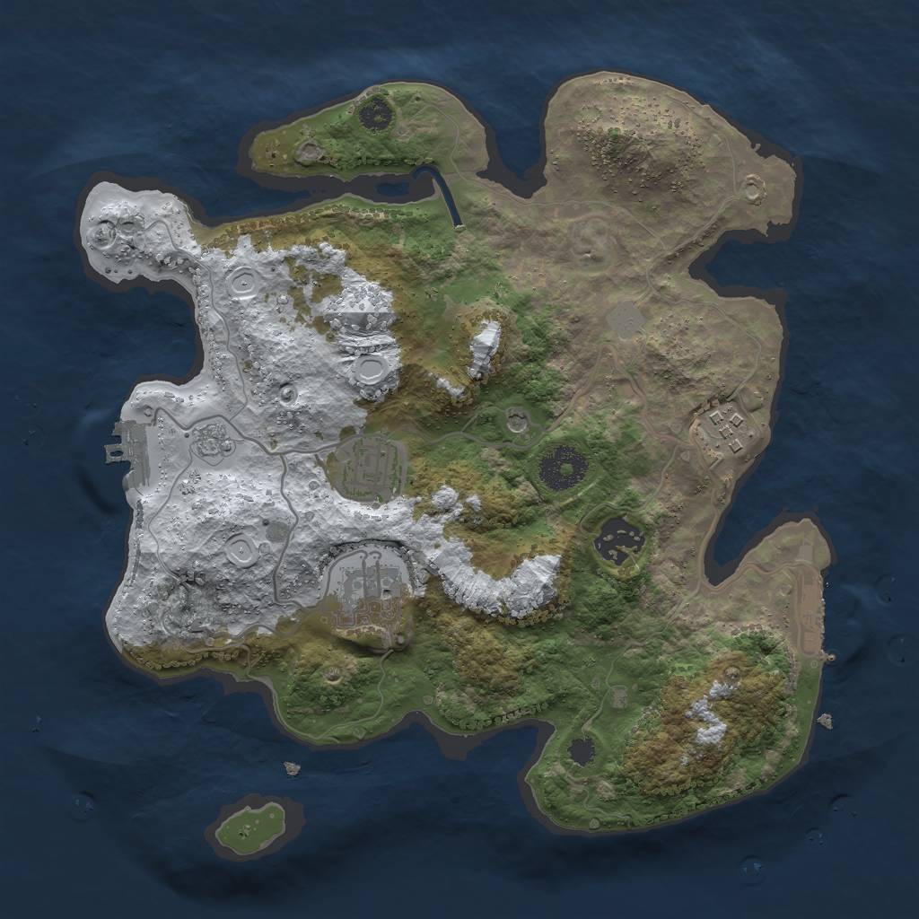 Rust Map: Procedural Map, Size: 3000, Seed: 76543, 13 Monuments