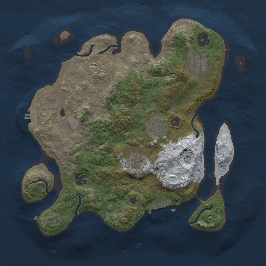 Rust Map: Procedural Map, Size: 3000, Seed: 1778924096, 13 Monuments