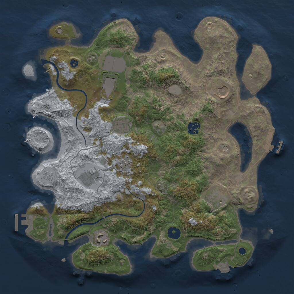 Rust Map: Procedural Map, Size: 3500, Seed: 553469664, 14 Monuments
