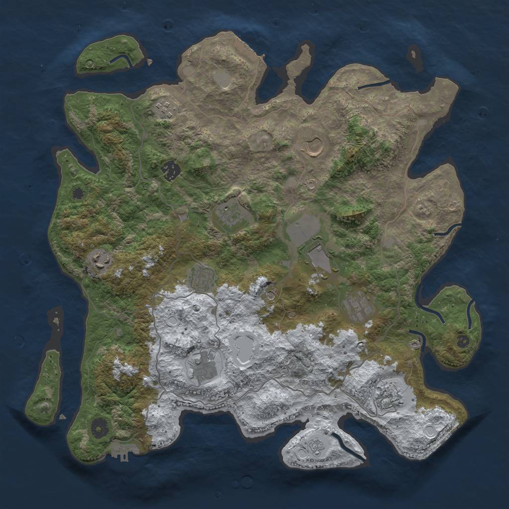 Rust Map: Procedural Map, Size: 4000, Seed: 900192595, 19 Monuments
