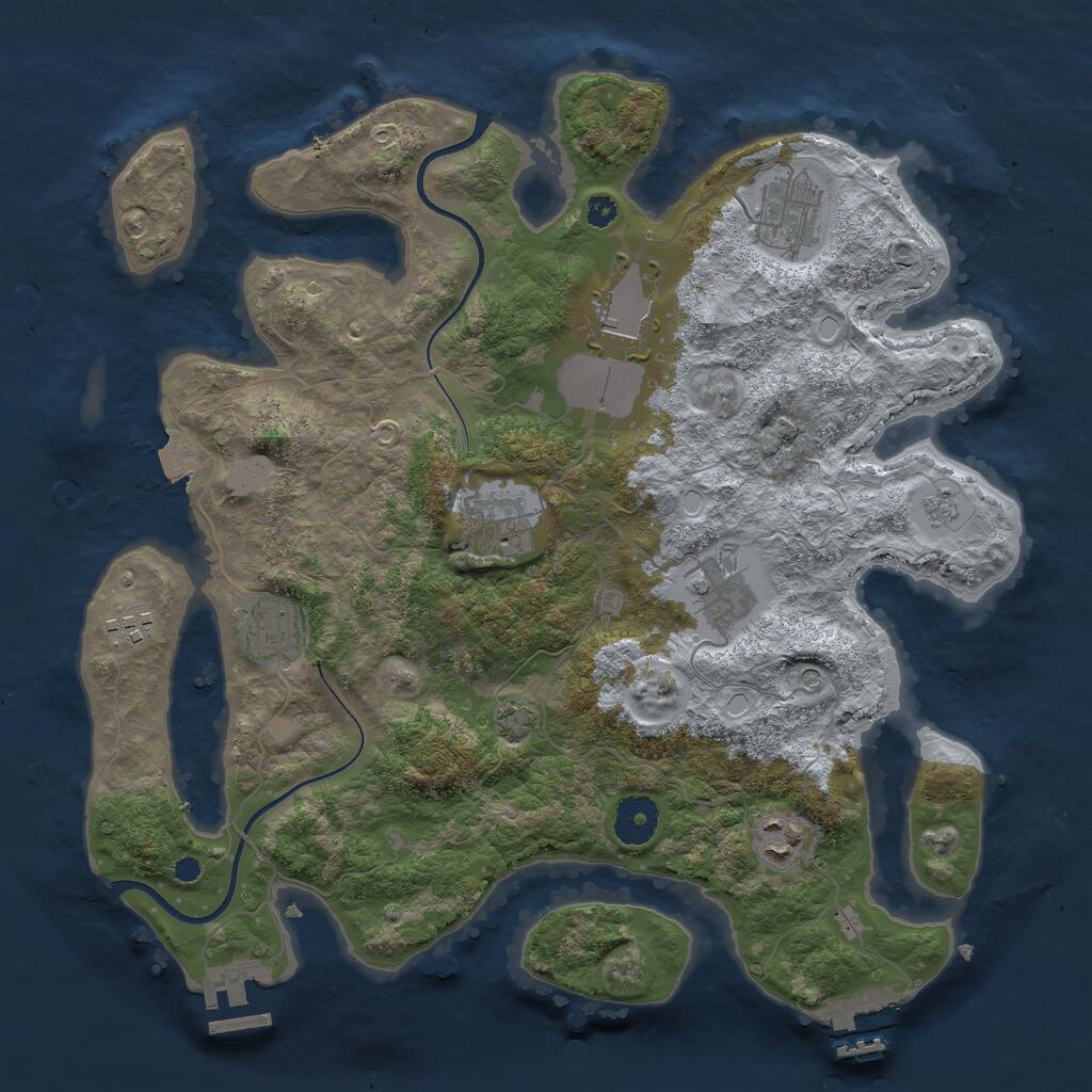 Rust Map: Procedural Map, Size: 3500, Seed: 694316030, 13 Monuments