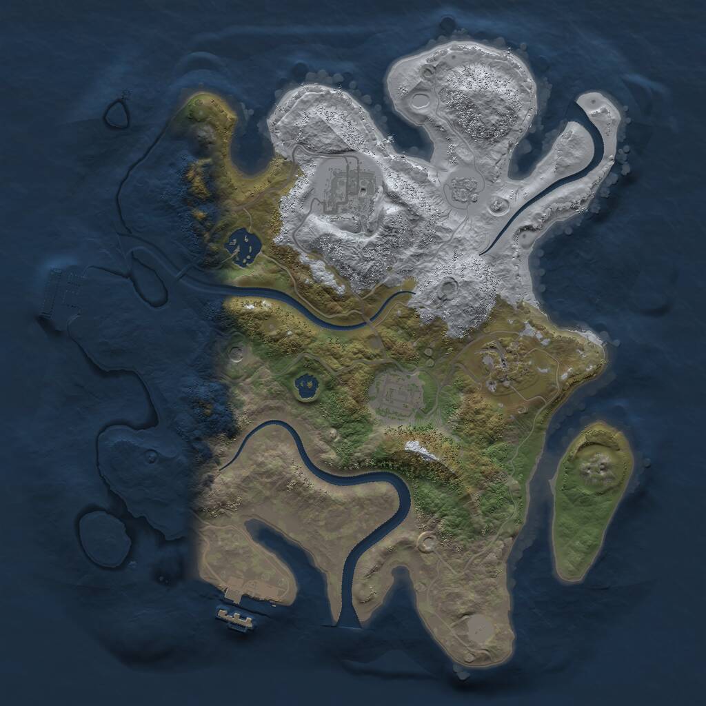 Rust Map: Procedural Map, Size: 3000, Seed: 1043501358, 9 Monuments