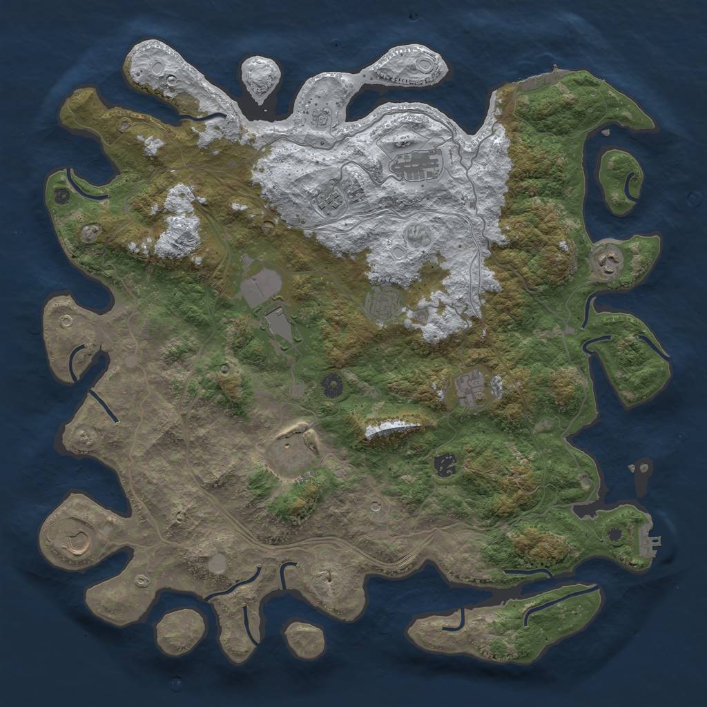 Rust Map: Procedural Map, Size: 4500, Seed: 311514544, 18 Monuments