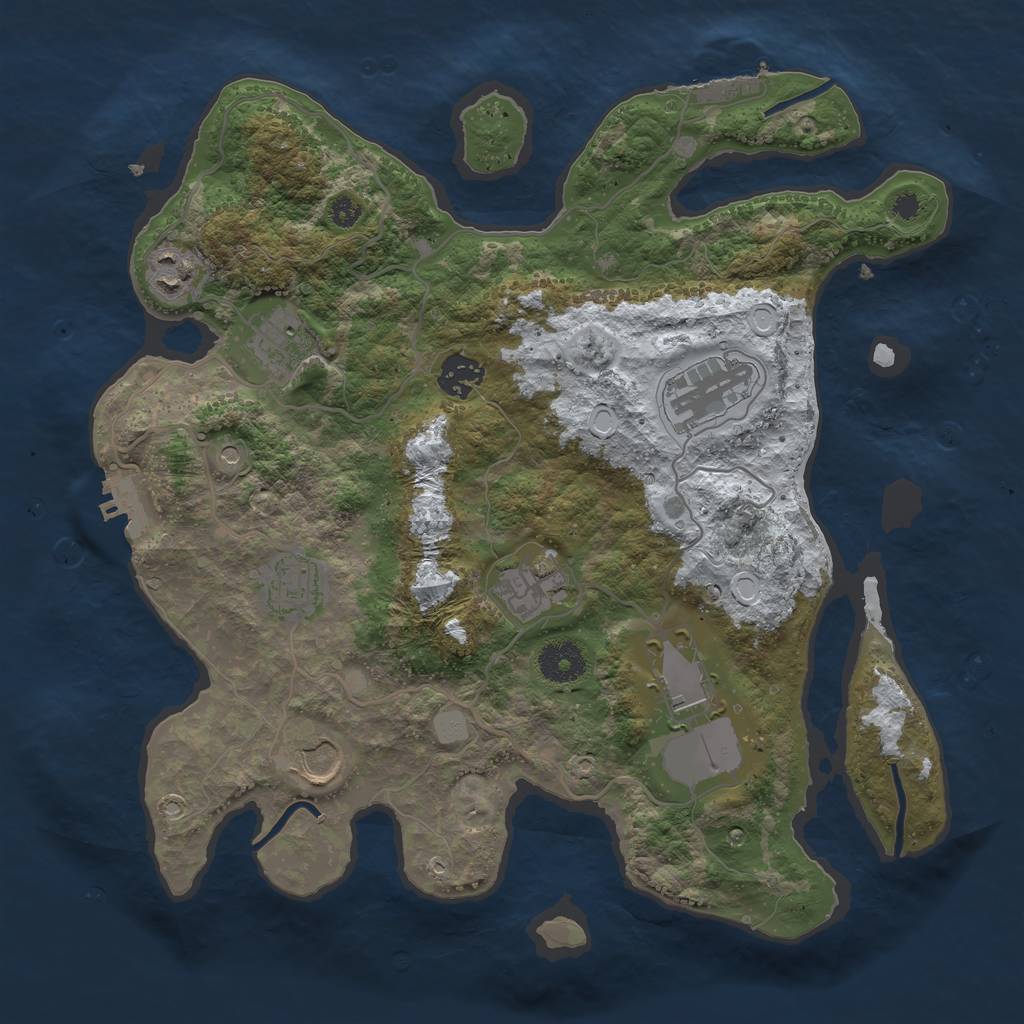 Rust Map: Procedural Map, Size: 3500, Seed: 593003441, 16 Monuments