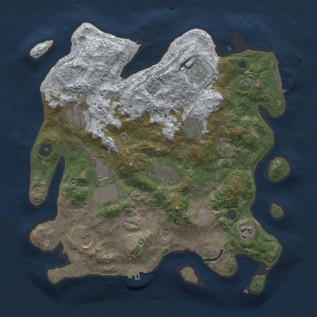 Rust Map: Procedural Map, Size: 3500, Seed: 751551613, 17 Monuments