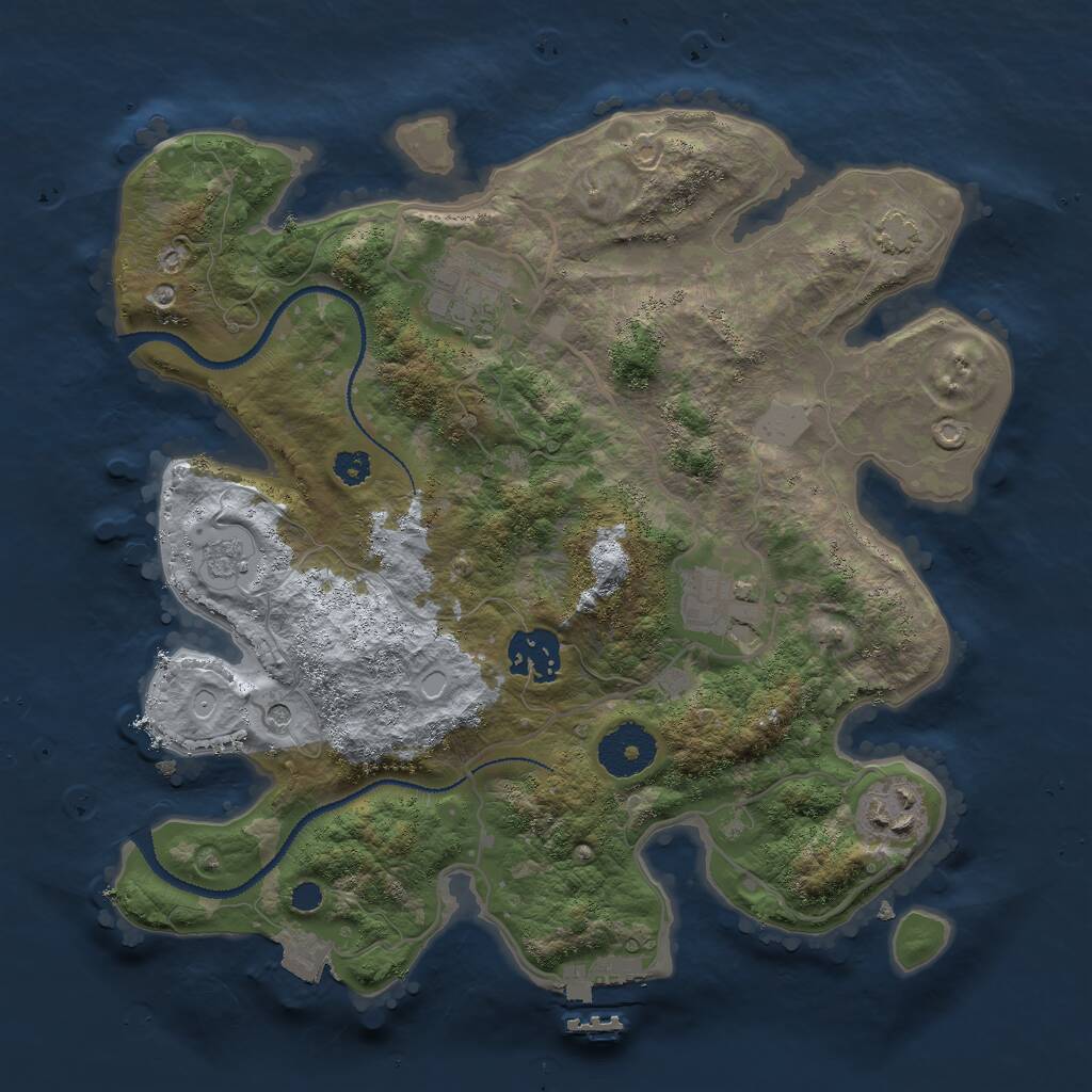 Rust Map: Procedural Map, Size: 3000, Seed: 1658331818, 9 Monuments