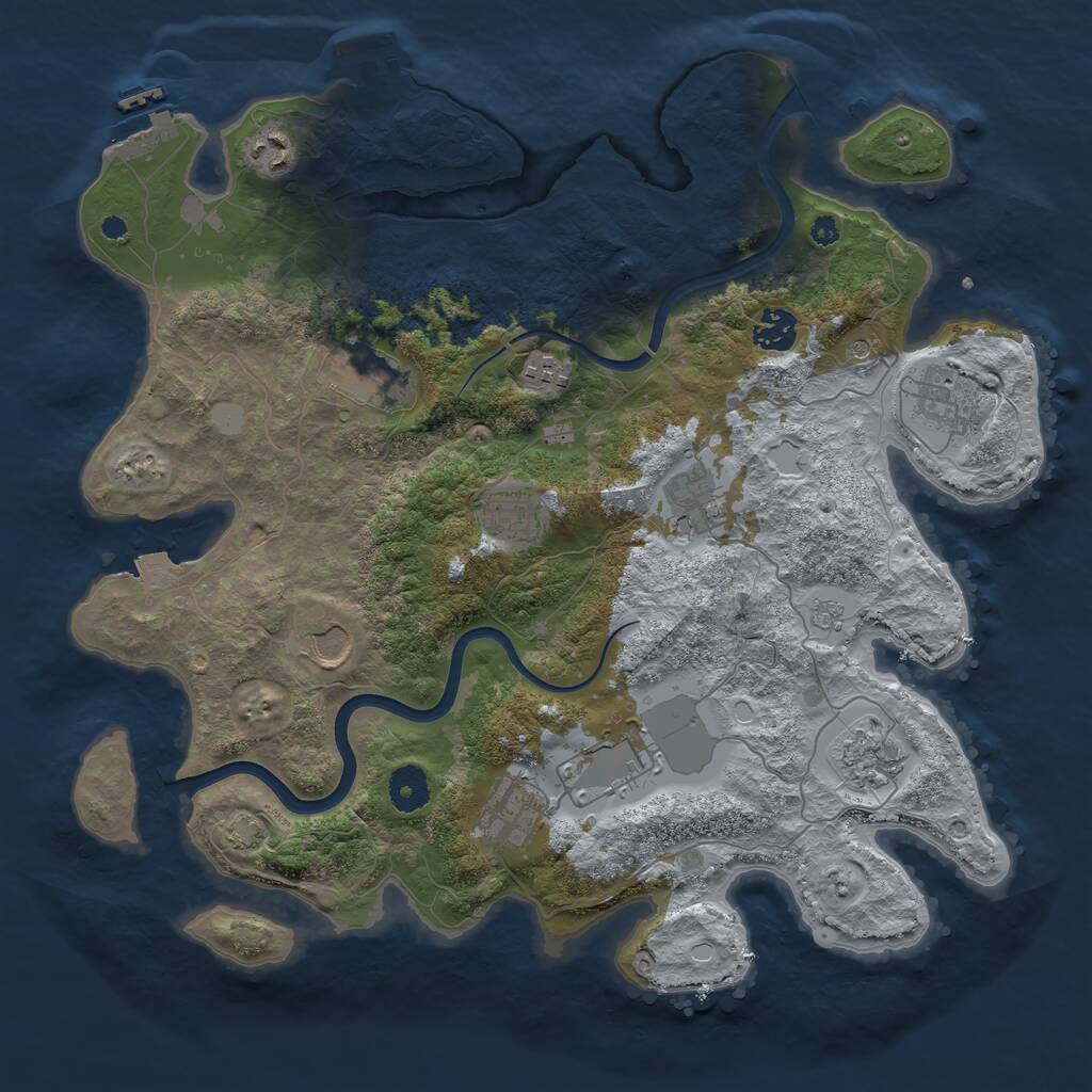 Rust Map: Procedural Map, Size: 3750, Seed: 223178551, 17 Monuments