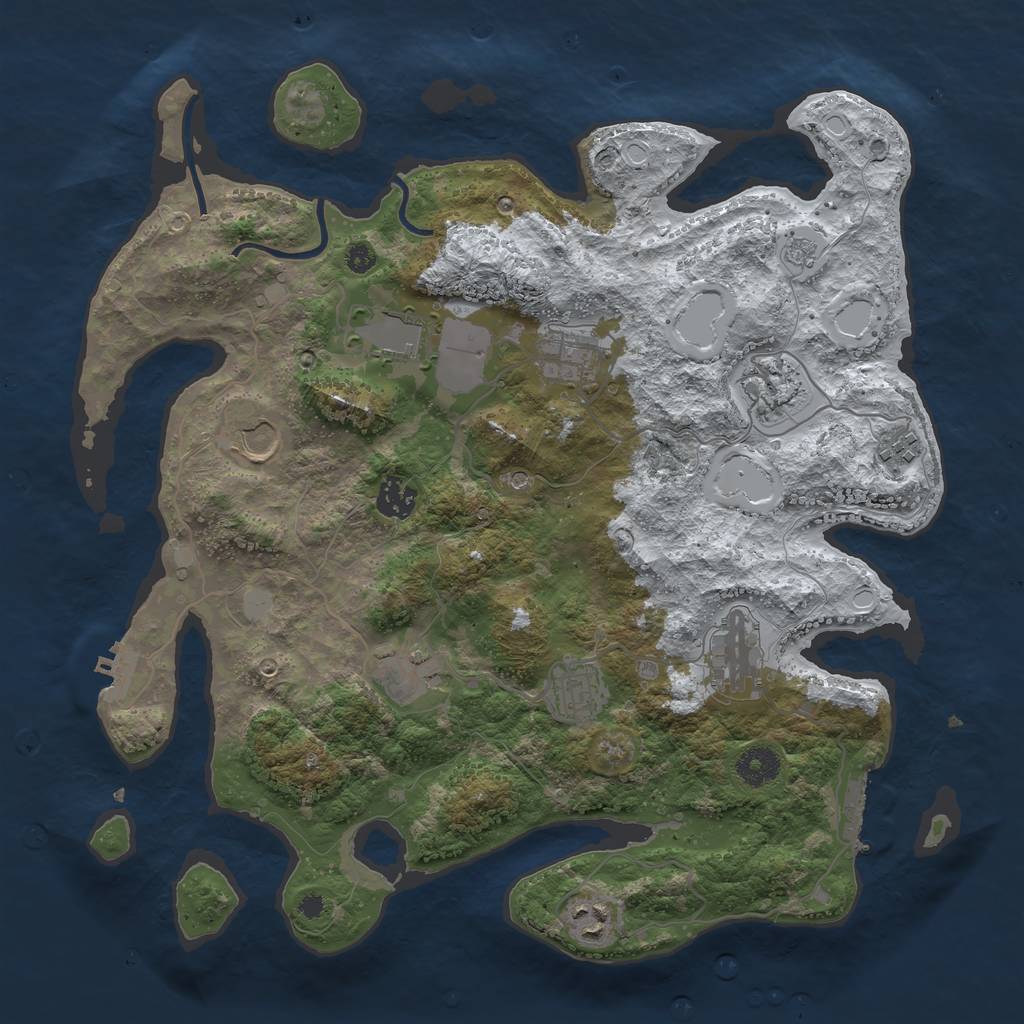 Rust Map: Procedural Map, Size: 3750, Seed: 281142370, 19 Monuments