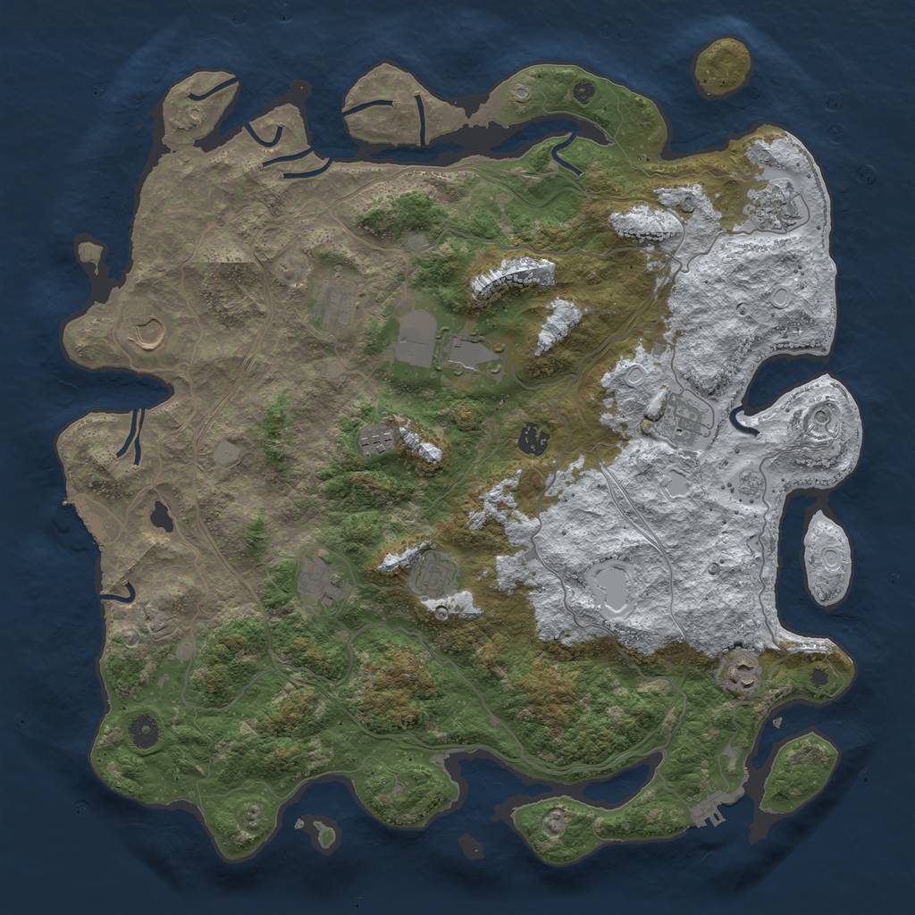 Rust Map: Procedural Map, Size: 4400, Seed: 1860996273, 19 Monuments