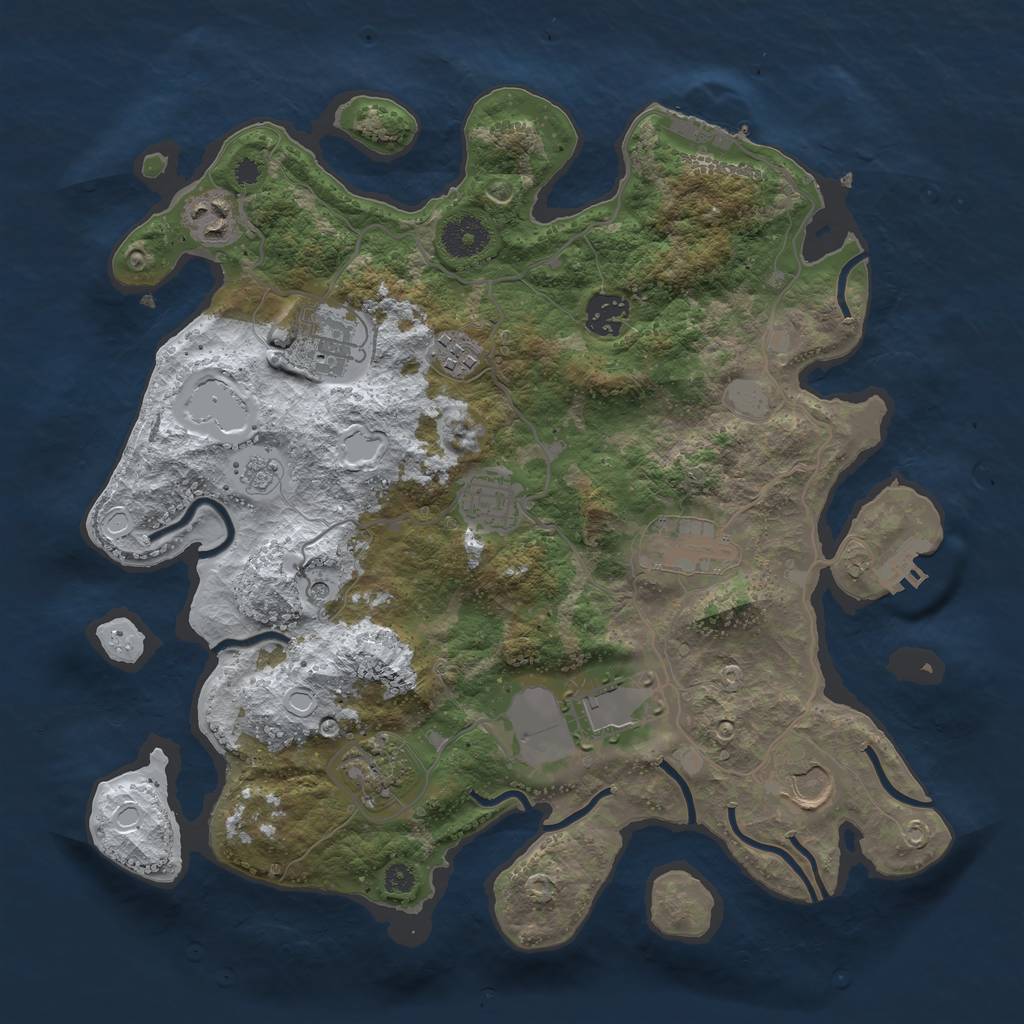 Rust Map: Procedural Map, Size: 3500, Seed: 1886865786, 18 Monuments