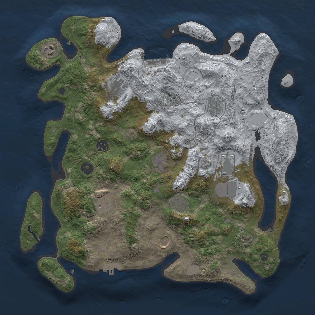 Rust Map: Procedural Map, Size: 3850, Seed: 1150668186, 19 Monuments