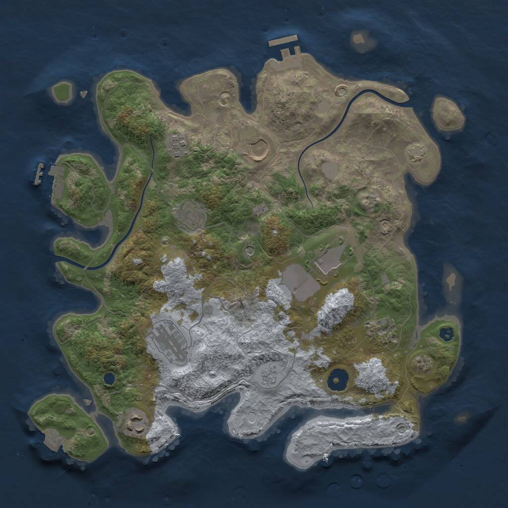 Rust Map: Procedural Map, Size: 3500, Seed: 2069513011, 13 Monuments