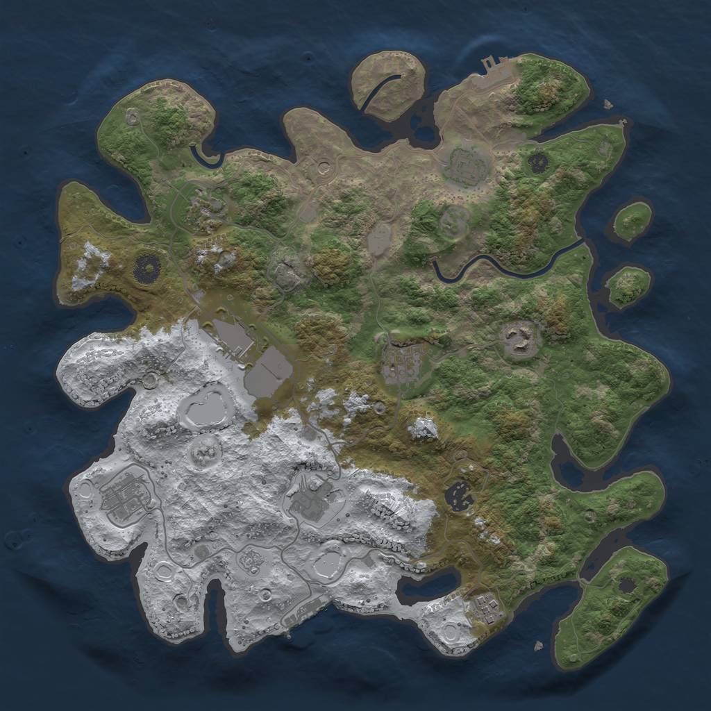 Rust Map: Procedural Map, Size: 3700, Seed: 649813194, 18 Monuments
