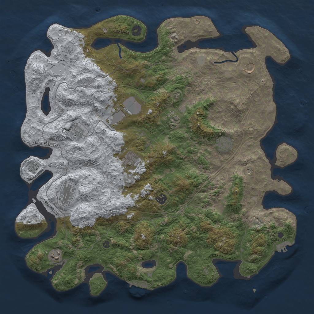 Rust Map: Procedural Map, Size: 4500, Seed: 1890427957, 19 Monuments