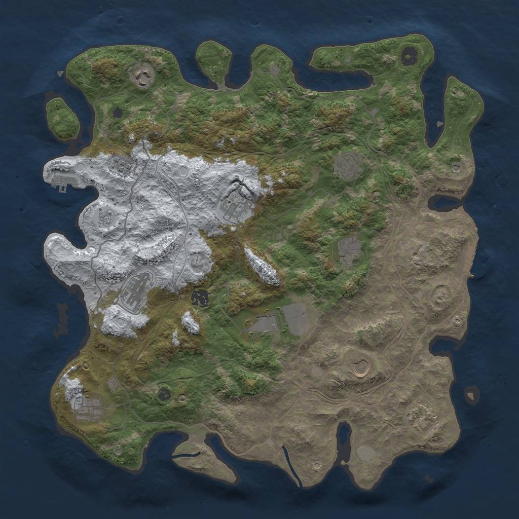 Rust Map: Procedural Map, Size: 4250, Seed: 671451161, 20 Monuments