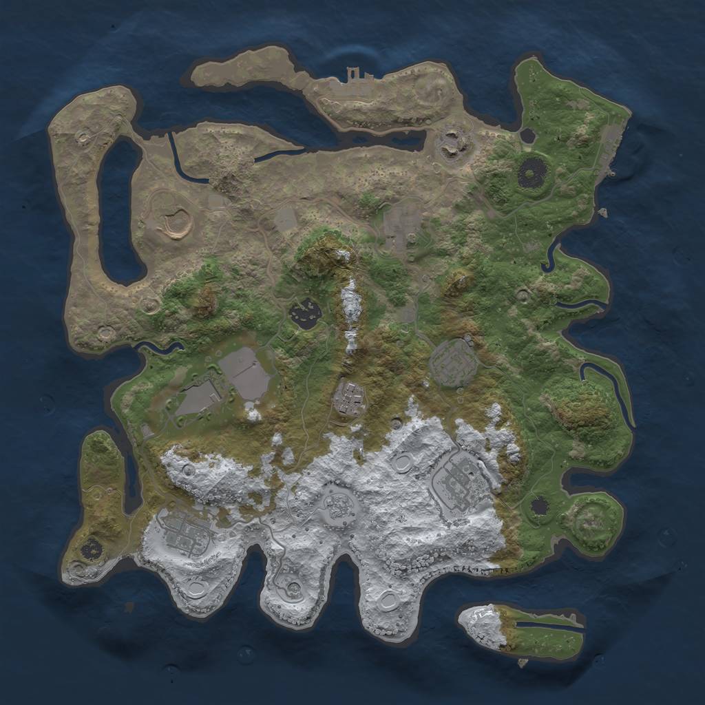 Rust Map: Procedural Map, Size: 3500, Seed: 121316000, 18 Monuments