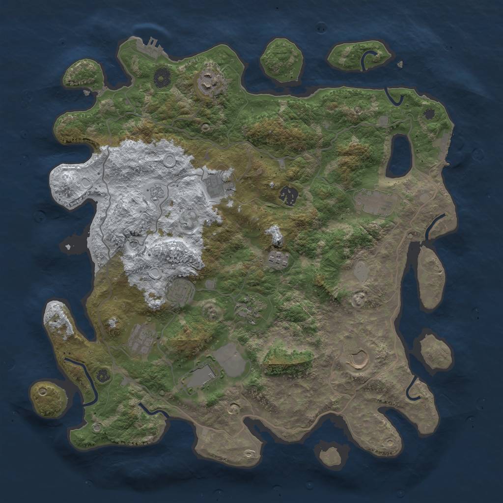 Rust Map: Procedural Map, Size: 4000, Seed: 130914726, 19 Monuments