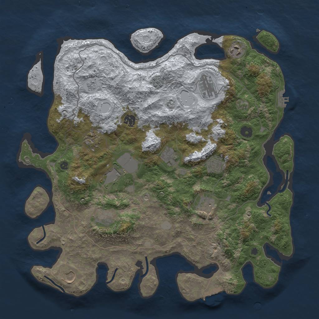 Rust Map: Procedural Map, Size: 4050, Seed: 1250096659, 20 Monuments