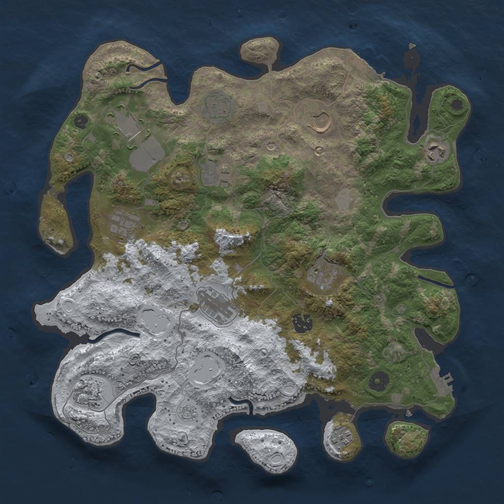 Rust Map: Procedural Map, Size: 3750, Seed: 769424551, 20 Monuments