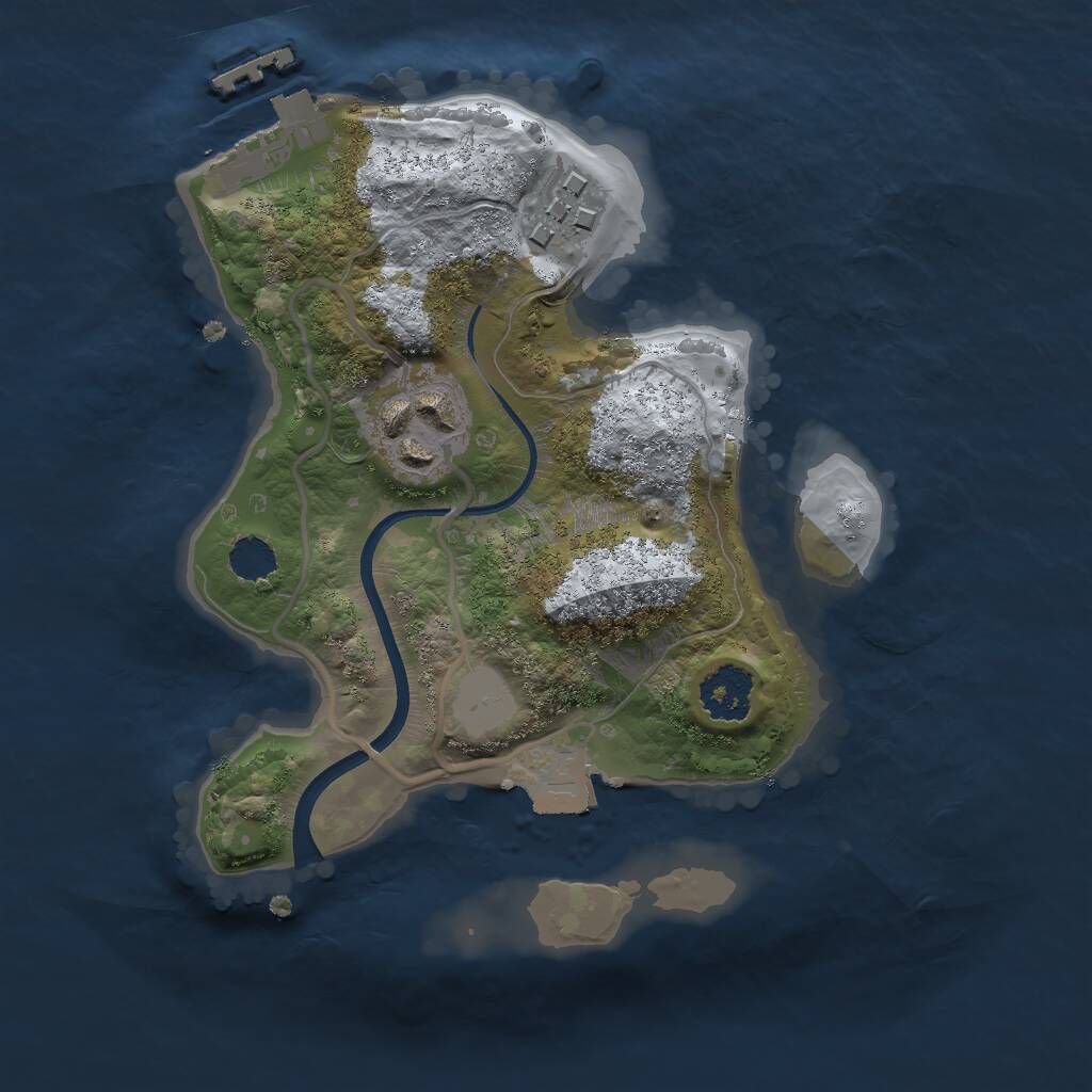 Rust Map: Procedural Map, Size: 2000, Seed: 1131143360, 4 Monuments