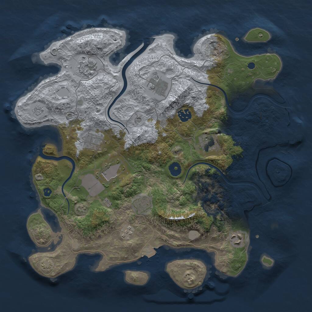 Rust Map: Procedural Map, Size: 3600, Seed: 888, 14 Monuments