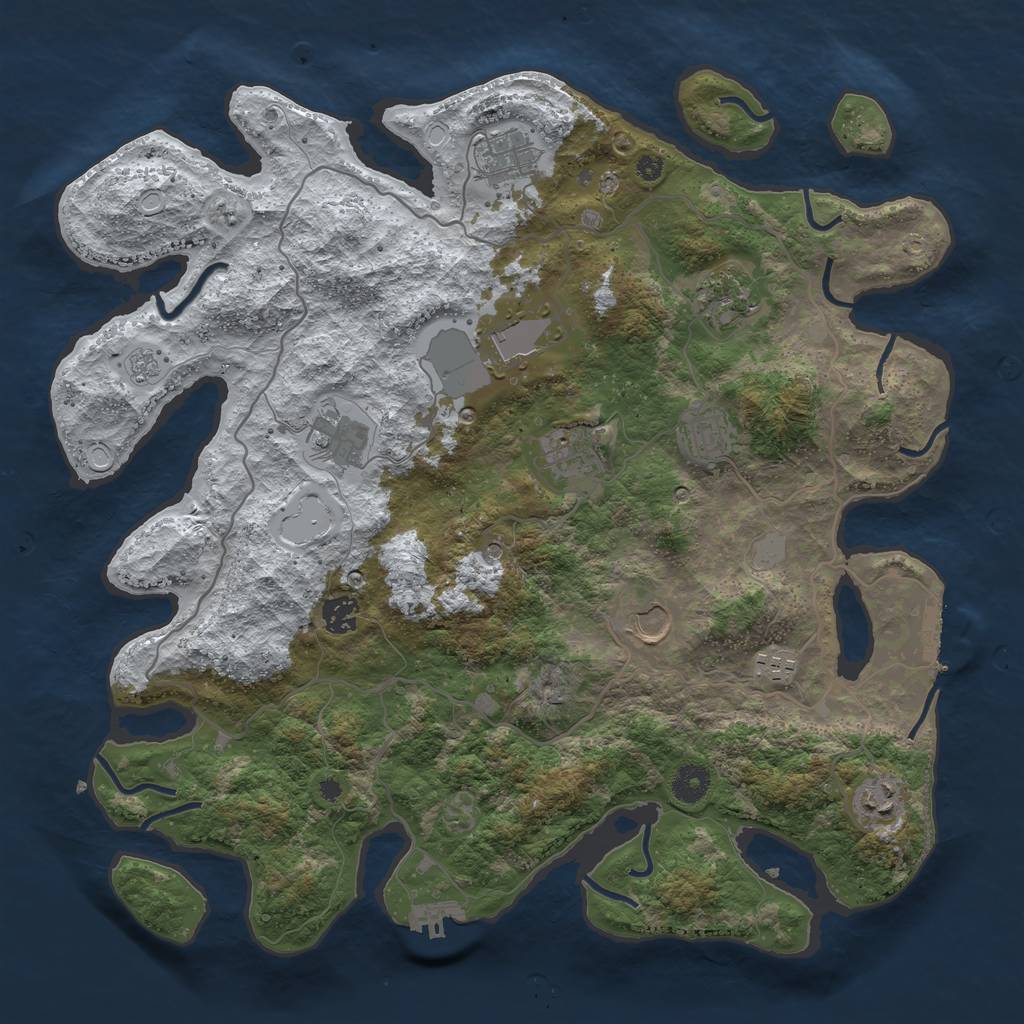 Rust Map: Procedural Map, Size: 4000, Seed: 944756069, 19 Monuments