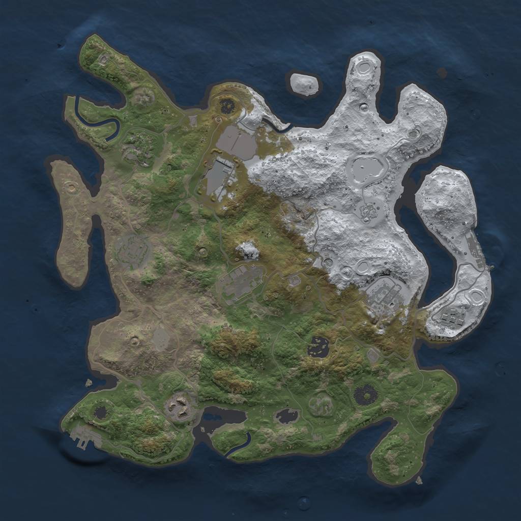 Rust Map: Procedural Map, Size: 3500, Seed: 921840950, 17 Monuments