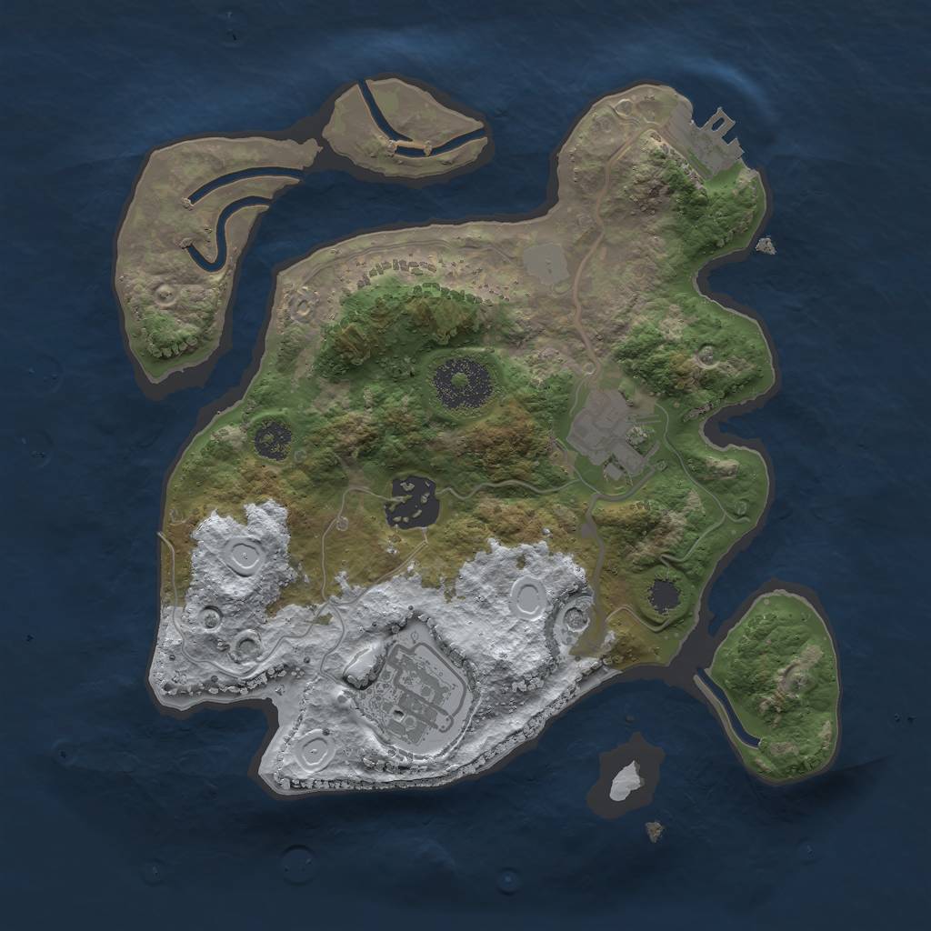 Rust Map: Procedural Map, Size: 2500, Seed: 2036718462, 10 Monuments