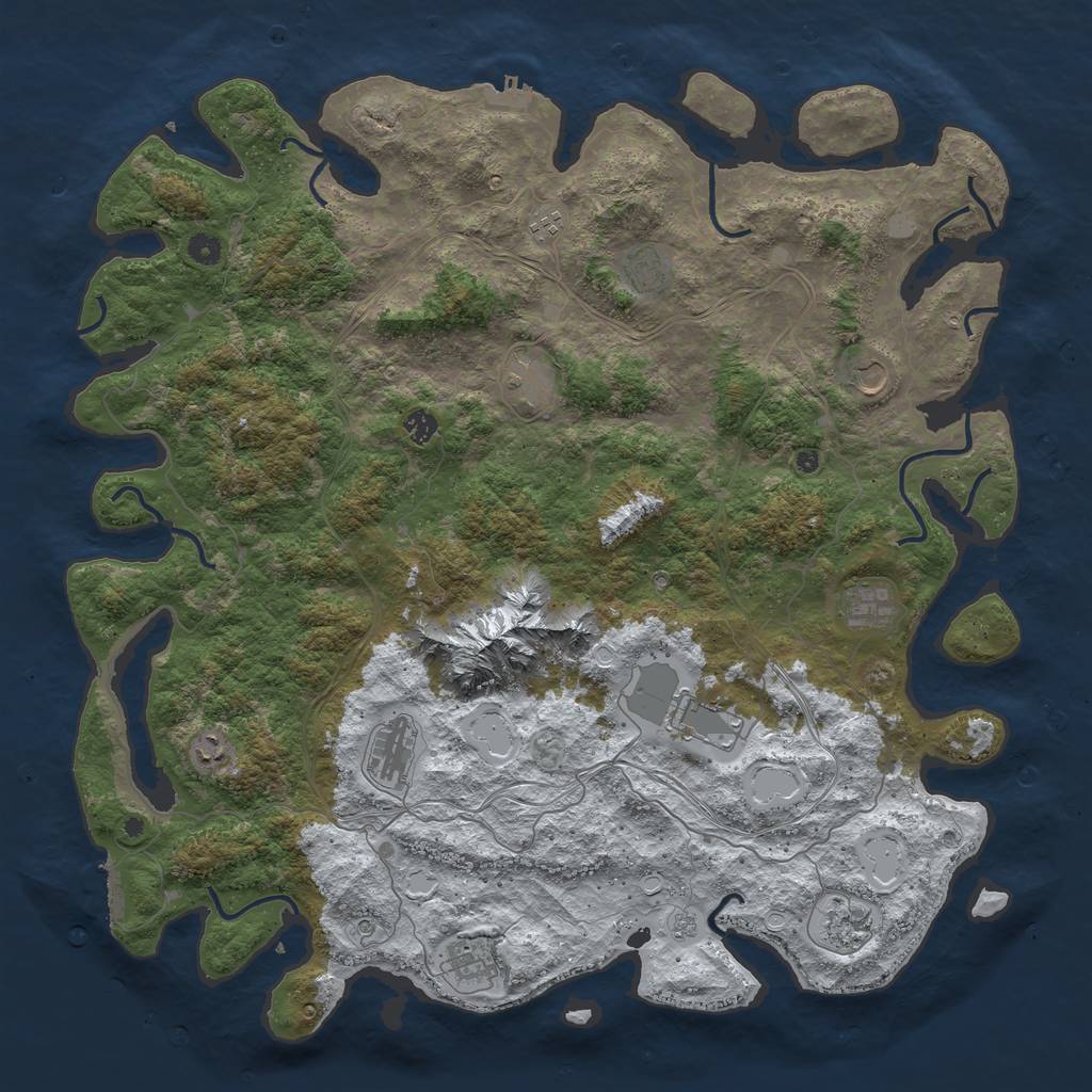 Rust Map: Procedural Map, Size: 5000, Seed: 1309614376, 20 Monuments