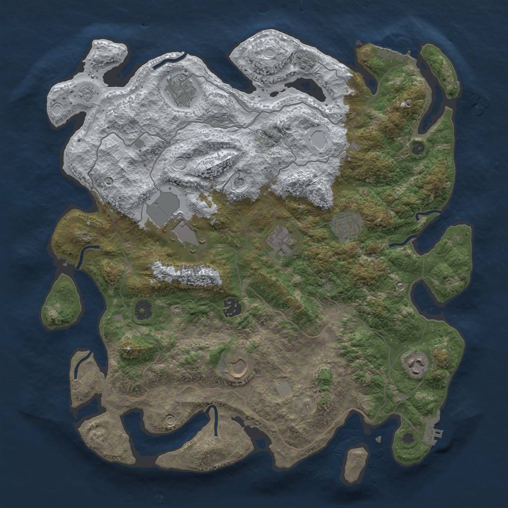 Rust Map: Procedural Map, Size: 4000, Seed: 420514, 17 Monuments