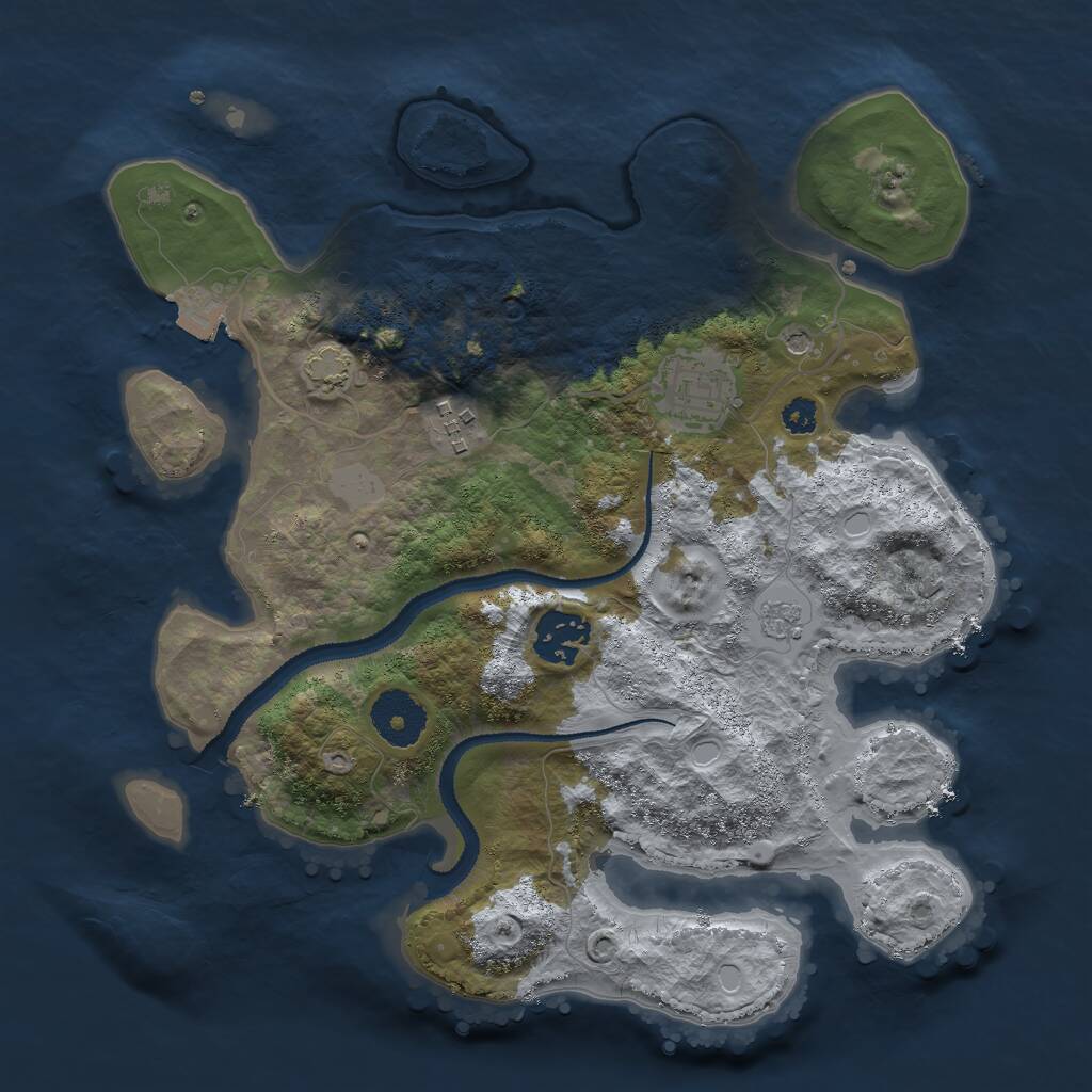Rust Map: Procedural Map, Size: 3000, Seed: 43321, 7 Monuments