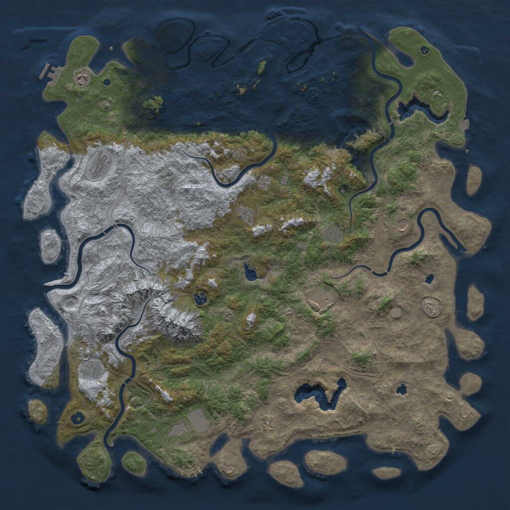 Rust Map: Procedural Map, Size: 6000, Seed: 7997, 17 Monuments