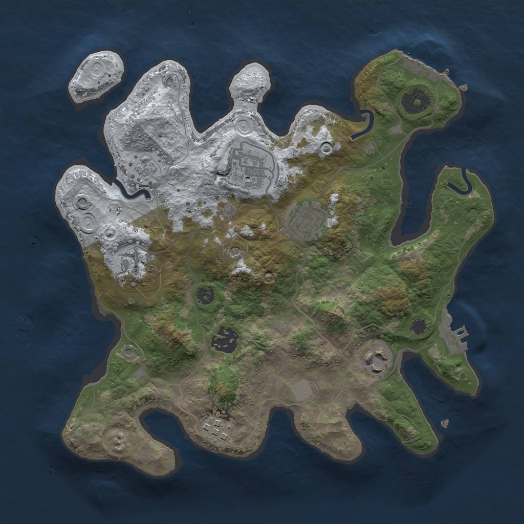 Rust Map: Procedural Map, Size: 3000, Seed: 54943705, 15 Monuments