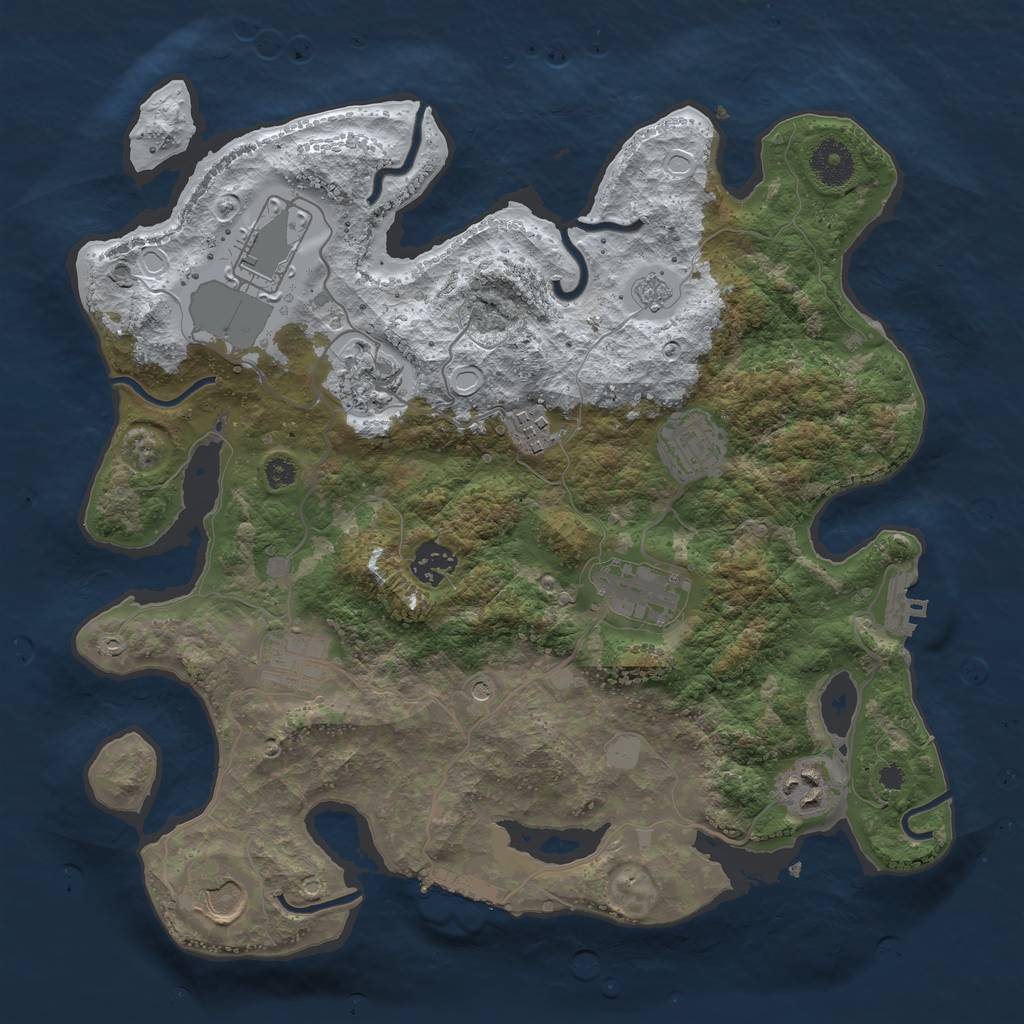 Rust Map: Procedural Map, Size: 3500, Seed: 116117049, 18 Monuments