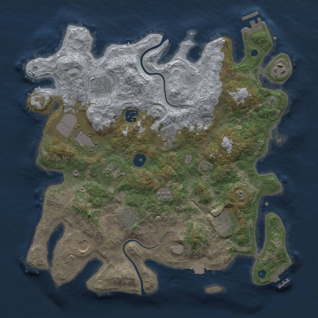 Rust Map: Procedural Map, Size: 3700, Seed: 953173556, 16 Monuments