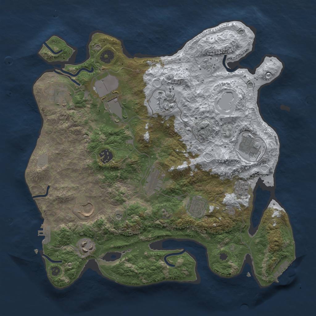 Rust Map: Procedural Map, Size: 3500, Seed: 1326556539, 19 Monuments