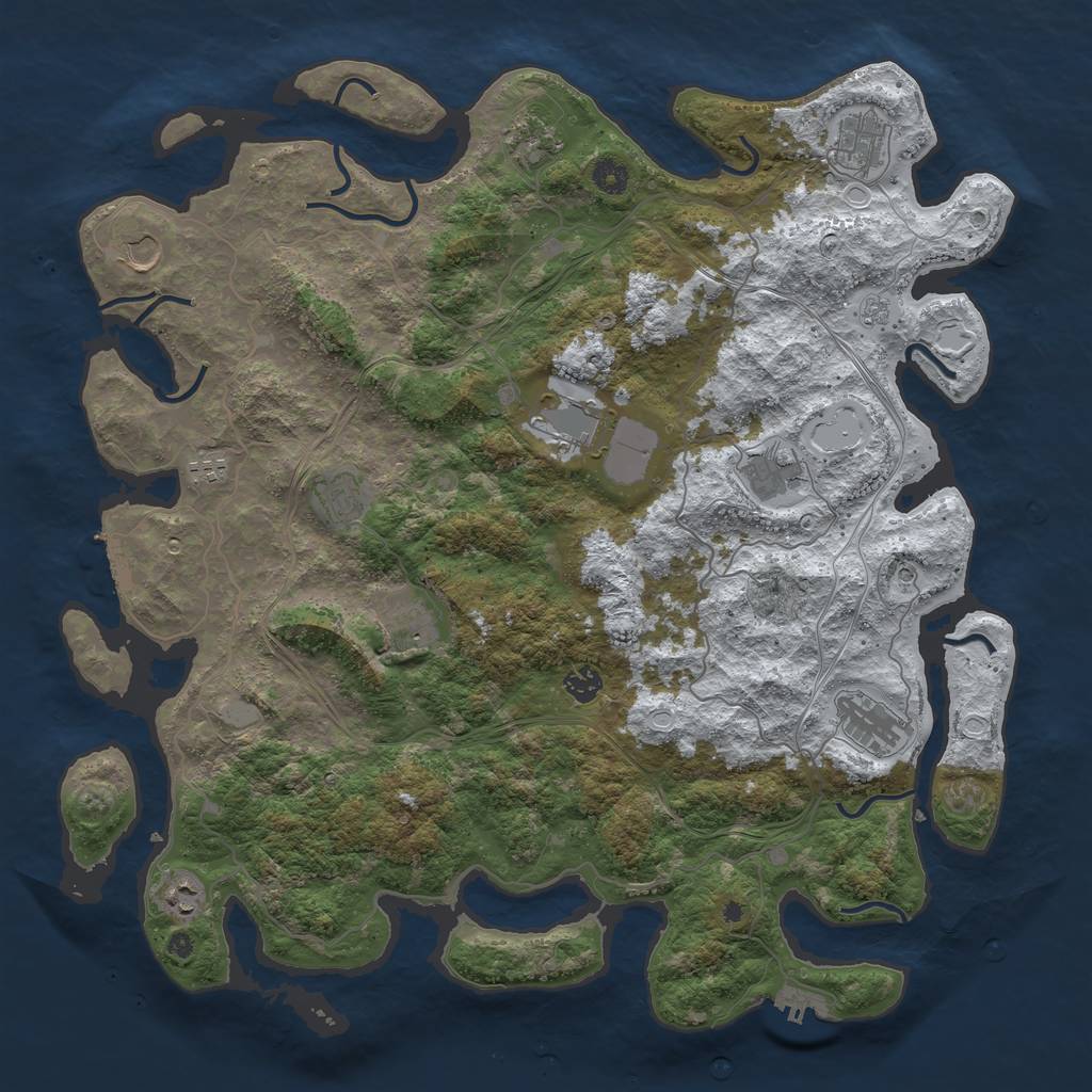 Rust Map: Procedural Map, Size: 4500, Seed: 400213389, 20 Monuments