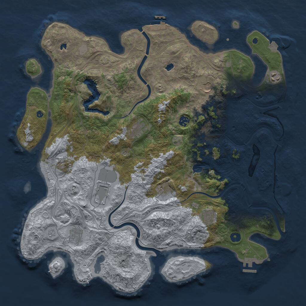 Rust Map: Procedural Map, Size: 4500, Seed: 668388, 16 Monuments