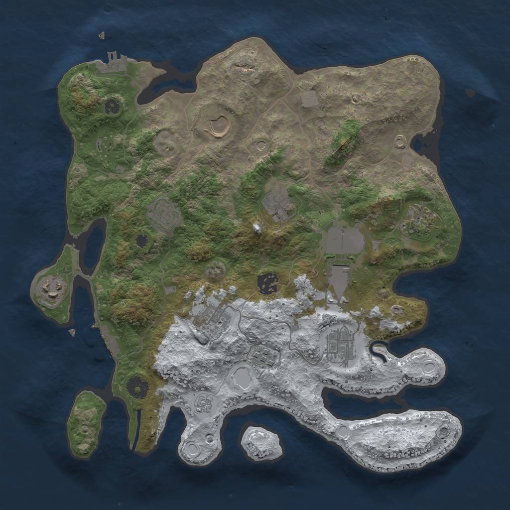 Rust Map: Procedural Map, Size: 3500, Seed: 2097604477, 19 Monuments