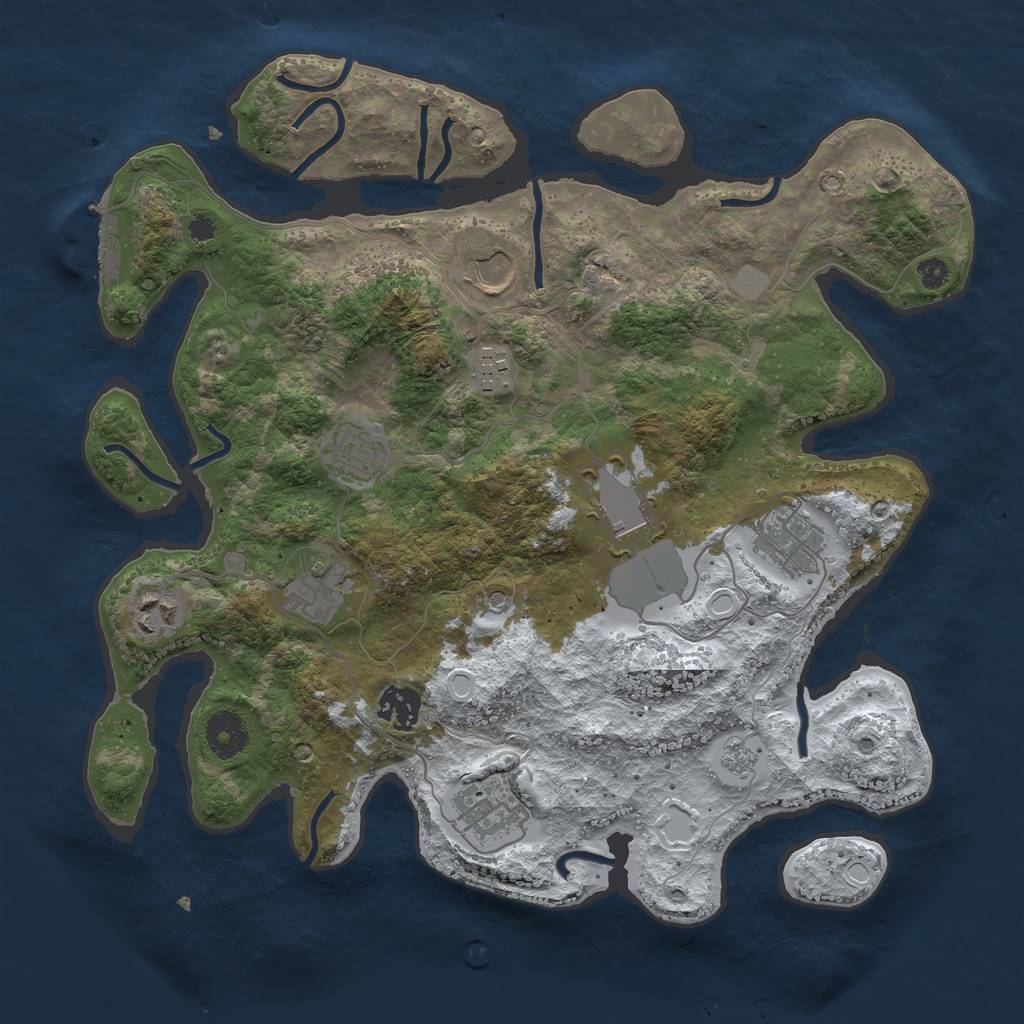 Rust Map: Procedural Map, Size: 3500, Seed: 885510862, 17 Monuments