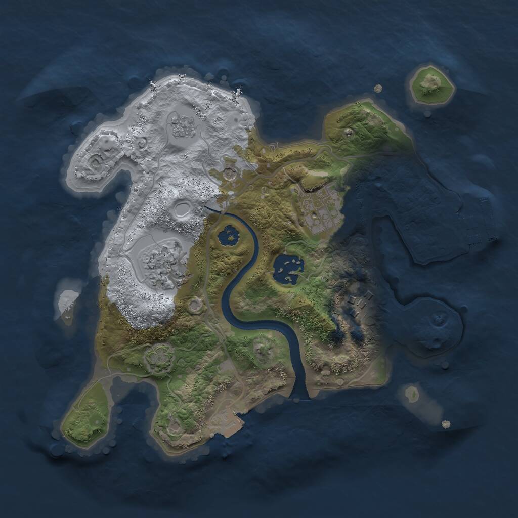 Rust Map: Procedural Map, Size: 2500, Seed: 34475660, 9 Monuments