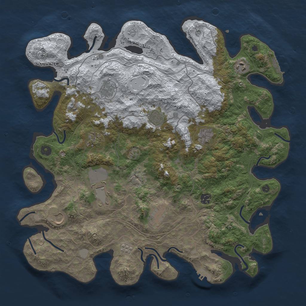 Rust Map: Procedural Map, Size: 4250, Seed: 843215677, 19 Monuments