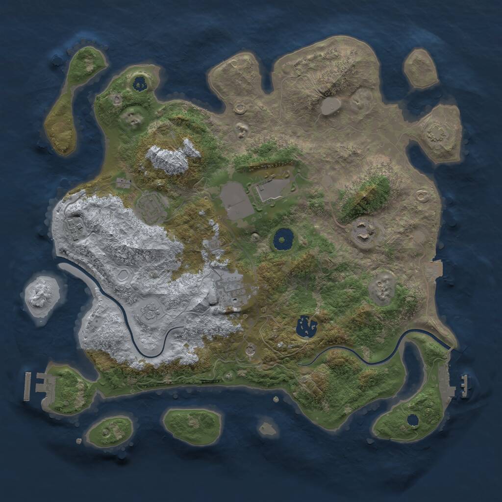 Rust Map: Procedural Map, Size: 3500, Seed: 86643, 12 Monuments