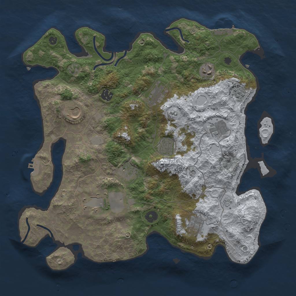 Rust Map: Procedural Map, Size: 3750, Seed: 916376461, 19 Monuments